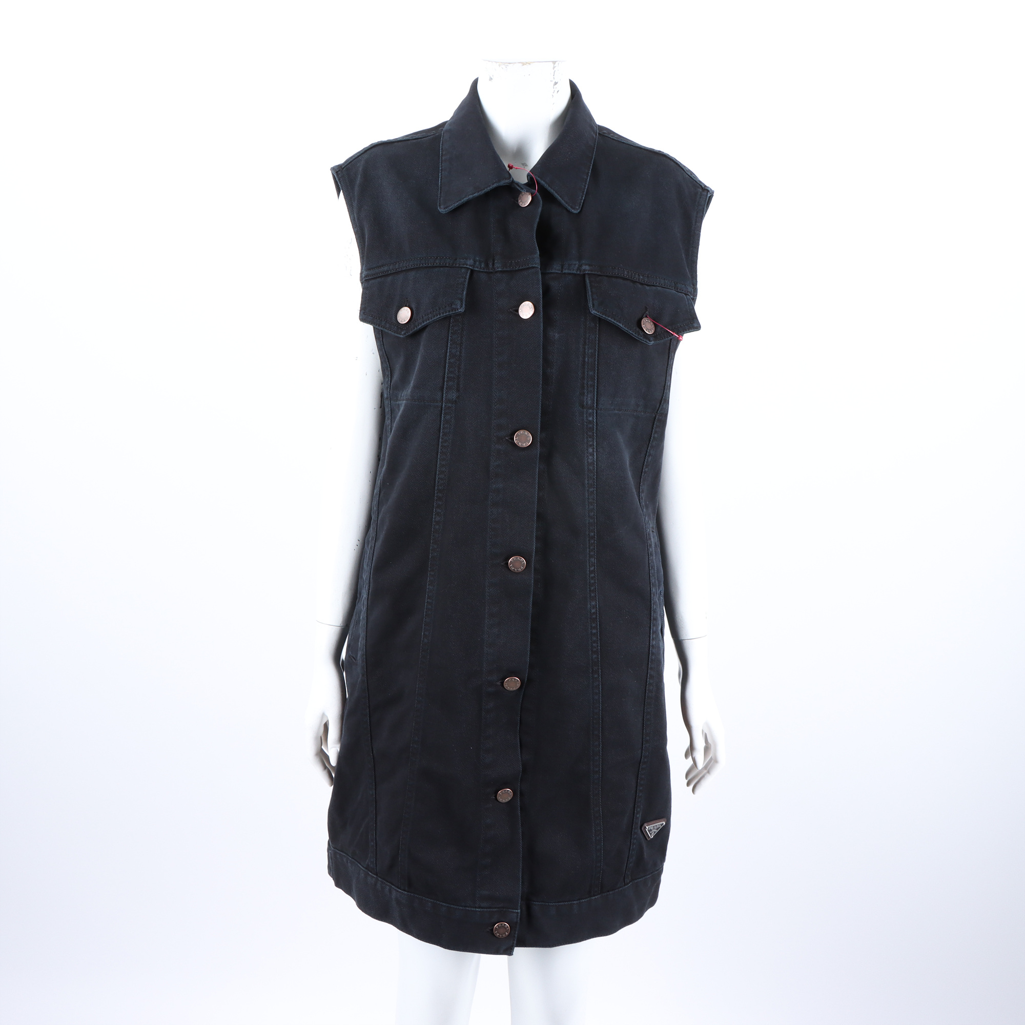 prada denim dress Prada // Blue Denim Midi Dress – VSP Consignment main image 1
