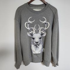 44 준지 그레이 사슴 프린트 자수 맨투맨 JC7841P313