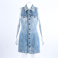 생로랑 민소매 데님 원피스