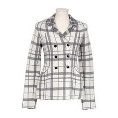 디올 플레이드 니트 더블 재킷 아이보리 그레이 34 76032