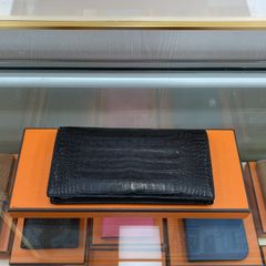 에르메스 엘리게이터 악어 장지갑 블랙