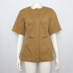 Max Mara(막스마라) 2411041333 카멜 코튼 ACINO 지퍼 반팔 여성 자켓aa52611