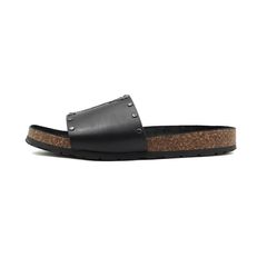 SAINT LAURENT(생로랑) 555555 지미 로고 스티치 가죽 슬라이드 여성 슬리퍼aa52696