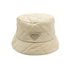 Prada(프라다) 1HC325 베이지 퀼팅 삼각로고 리나일론 버킷햇 모자aa52729