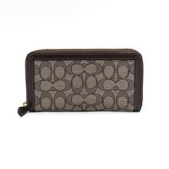 Coach(코치) 브라운 캔버스 레더 어라운드 자퍼 장지갑aa52716