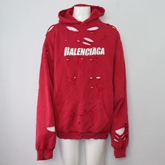 Balenciaga(발렌시아가) 659403 Caps Destroyed 캡스 디스트로이드 오버핏 남성 후드 티셔츠aa52829