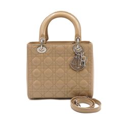 Dior(디올) 베이지 페이던트 유광 레이디디올 미디엄 까나쥬 토트백 겸 숄더백aa52945
