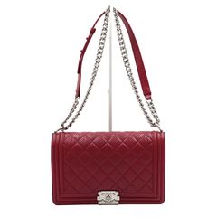Chanel(샤넬) A67086 퍼포 램스킨 레드 보이샤넬 미듐 플랩 은장체인 숄더백aa52943