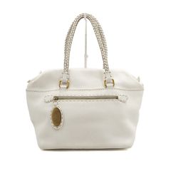 Fendi(펜디) 8BN189 화이트 레더 셀러리아 우븐핸들 토트백 겸 숄더백aa53087