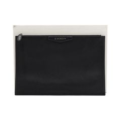 GIVENCHY(지방시) BC06822012 블랙 고트스킨 은장 로고 안티고나 라지 남여공용 파우치 클러치백aa53098