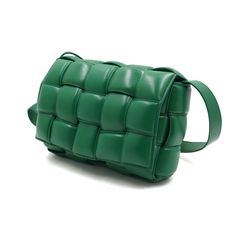 BOTTEGAVENETA(보테가베네타) 591970 그린 인트레치아토 패딩 카세트 크로스백aa53403