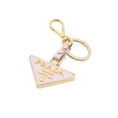 Prada(프라다) 1PP128 핑크 사피아노 레더 삼각로고 금장 키링 키홀더 겸 백참aa53406