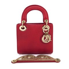 크리스찬 디올 리자드 레이디백 미니 레드