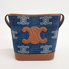 셀린 트라이엄프 데님 미니 버킷백