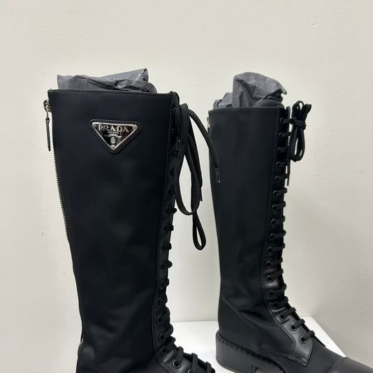 Prada 프라다 브러쉬드 레더 리나일론 레이스업 부츠 상품 이미지 5