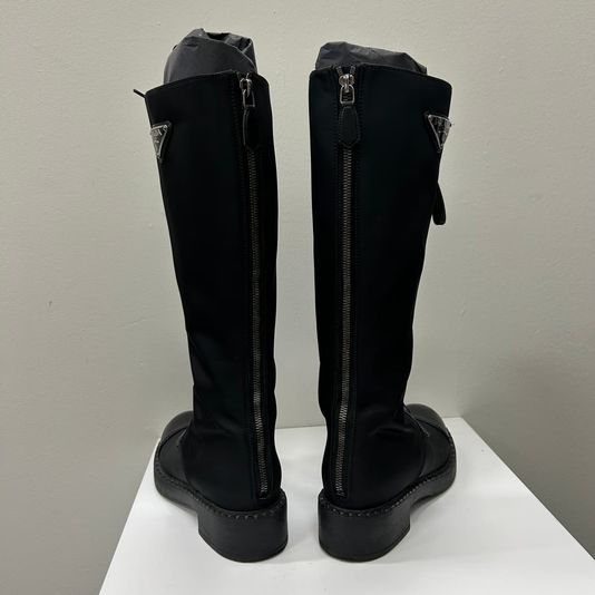 Prada 프라다 브러쉬드 레더 리나일론 레이스업 부츠 상품 이미지 6