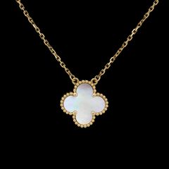 (중고명품)반클리프앤아펠 ARA45900 빈티지 알함브라 18K 옐로우골드 마더오브펄 목걸이