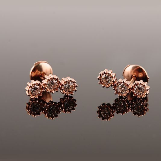 기타 우신1부 (0.12~0.11CT) 3스톤 다이아몬드 18K 귀걸이 상품 이미지 3