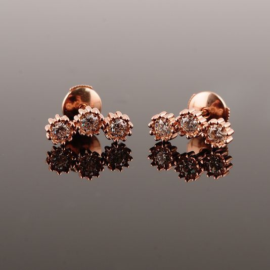 기타 우신1부 (0.12~0.11CT) 3스톤 다이아몬드 18K 귀걸이 상품 이미지 4