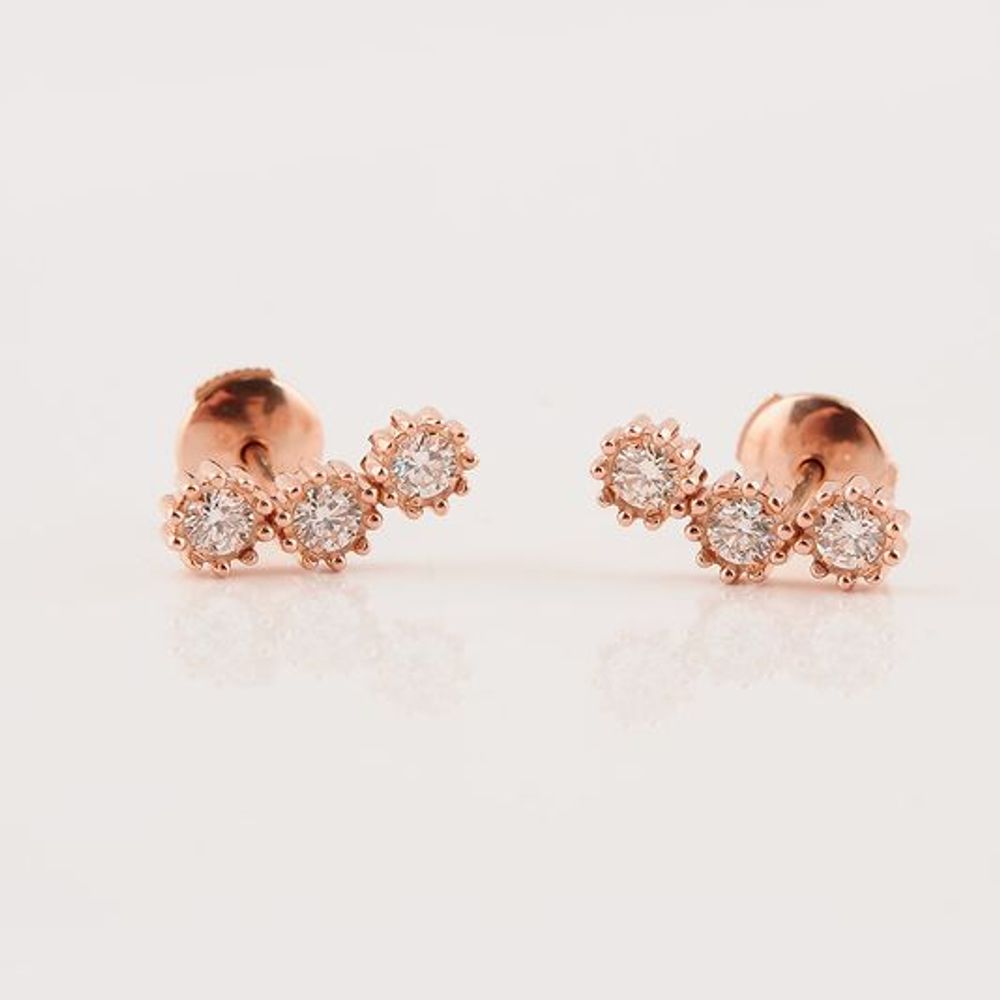 기타 우신1부 (0.12~0.11CT) 3스톤 다이아몬드 18K 귀걸이 상품 이미지 2