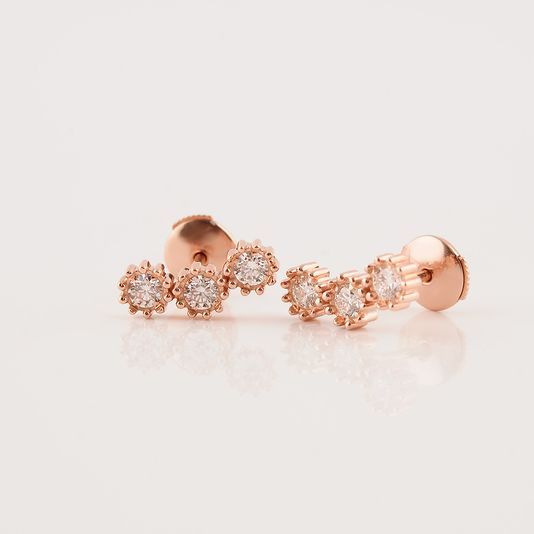 기타 우신1부 (0.12~0.11CT) 3스톤 다이아몬드 18K 귀걸이 상품 이미지 5