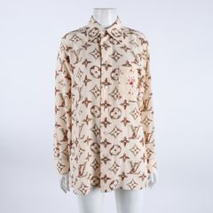루이비통 실크 긴소매 블라우스