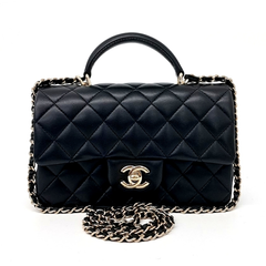 샤넬 램스킨 탑핸들 뉴미니 크로스백 AS2431