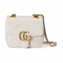 구찌 GG 마몽 마틀라세 미니 숄더백 크로스백 화이트 739682 AABZC 9022