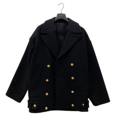 셀린느 에그 쉐입 피코트 펠트 블랙 오버사이즈 코트 2M06A814E Y76326