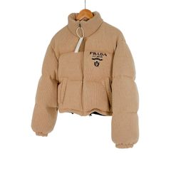 [38] 프라다 여성 캐시미어 니트 다운 숏 패딩 자켓 알비노 화이트