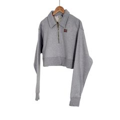 [L] 미우미우 하프 지퍼 오버핏 카라 스웻 셔츠 맨투맨 티셔츠 그레이