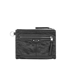 [S] 발렌시아가 모터 시티 클래식 클립 레더 클러치 파우치 스몰 블랙