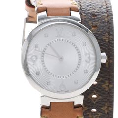 루이비통 땅부르 투스트랩 다이아 스틸 시계 (Q13MJ)