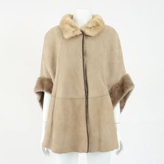 사바띠에 무스탕 케이프 코트