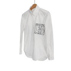 [36] 버버리 여성 자수 모노그램 로고 포플린 코튼 긴팔 셔츠 화이트
