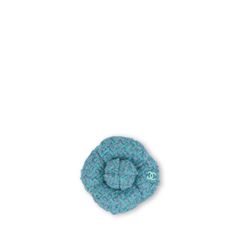 샤넬 22K 까멜리아 브로치 울 트위드 블루