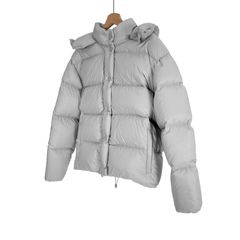 [40] 미우미우 여성 백로고 푸퍼 후드 나일론 다운 패딩 자켓 그레이