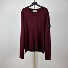 스톤아일랜드 V넥 니트 버건디 L