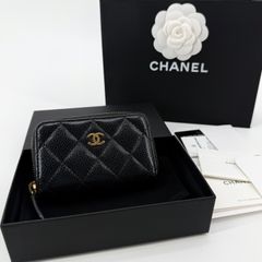 샤넬 캐비어 금장 지퍼돌이 카드지갑