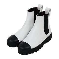 샤넬 백 턴락 CC 첼시 앵클 부츠 화이트 블랙 36 1/2C 76415