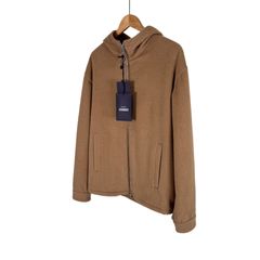 [S] 프라다 남성 카멜 울 헤어 후드 집업 블루종 자켓 카멜 브라운