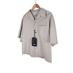 [50] 프라다 남성 나파 레더 삼각로고 램스킨 반팔 셔츠 자켓 베이지