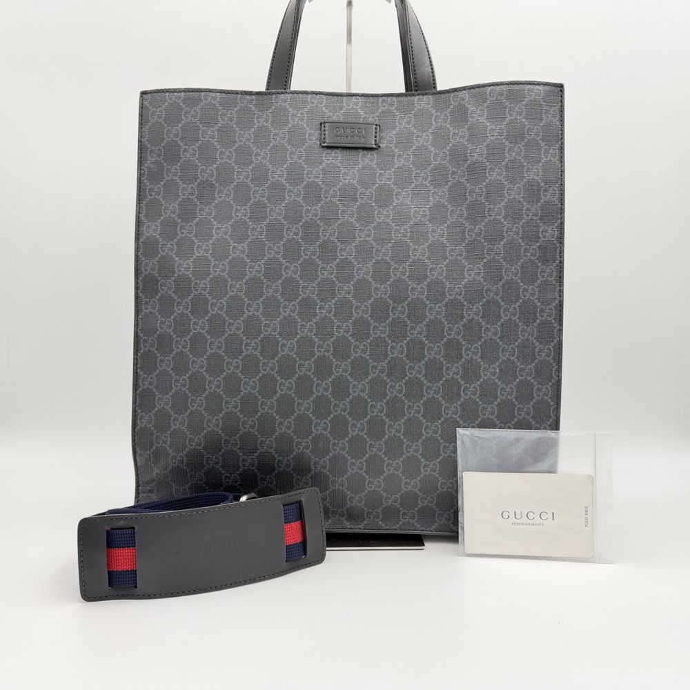 Gucci 구찌 GG 캔버스수프림 블랙 라지 토트백 숄더백 남성 495559 가방 상품 이미지 1