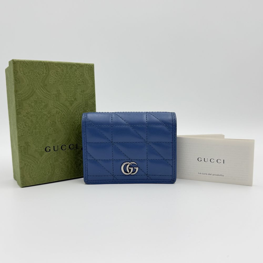 Gucci 구찌 GG 마몽 라이트블루 퀄팅 레더 마틀라세 반지갑 466492 상품 이미지 1