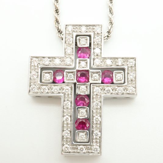 Damiani 다미아니 Damiani(다미아니) 20073459 18K 화이트 골드 0.42캐럿 다이아 루비 벨에포크 네크리스 목걸이 상품 이미지 4