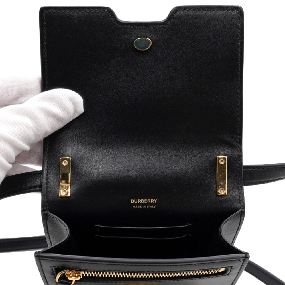 BURBERRY 버버리 Burberry(버버리) 80330421 블랙 레더 TB 로빈 미니 폰홀더 여성 크로스백 숄더백aa68095 상품 이미지 6