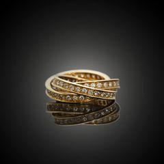 (중고명품)까르띠에 트리니티 풀다이아 18K 옐로우골드 49호 3mm