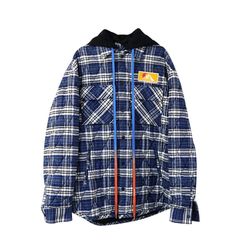 (중고명품)오프화이트 블루 누빔 체크 자켓 M