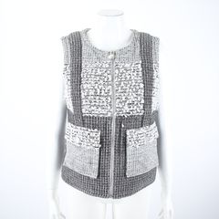 샤넬 트위드 집업 베스트